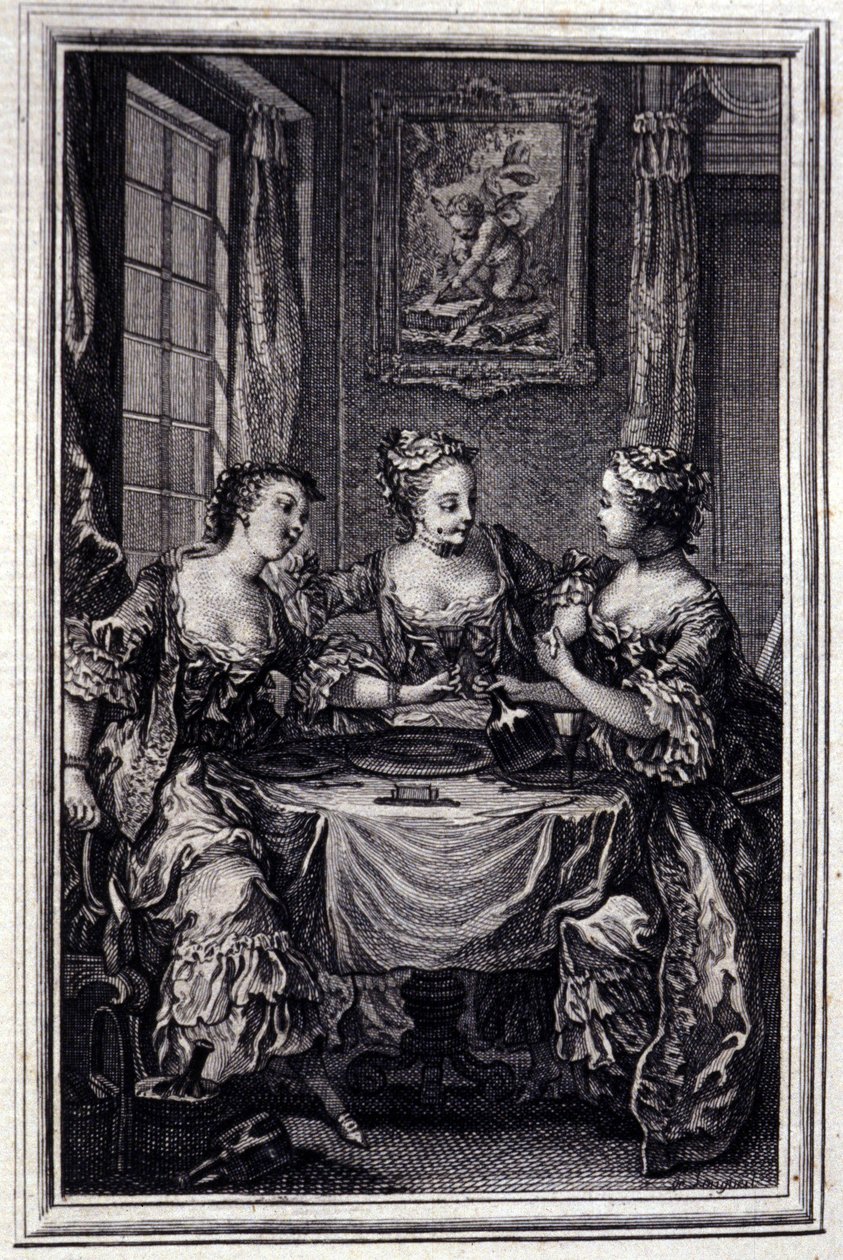 La Gageure des trois commères - dans « Contes et nouvelles en vers » de Jean La Fontaine. 1776. Illustration de P.P. Choffard. - Pierre Philippe Choffard