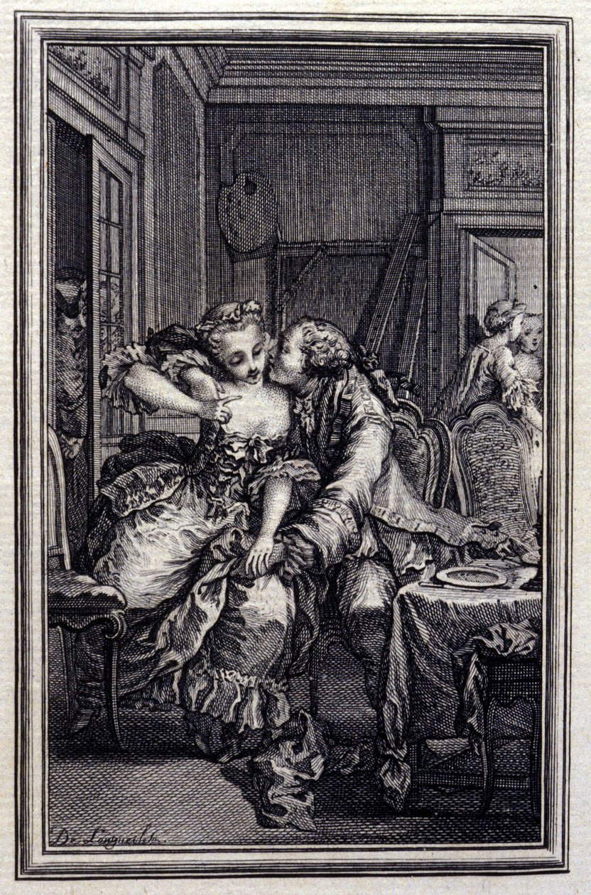 Les Remis - dans « Contes et nouvelles en vers » par Jean de La Fontaine. 1776. Illustration par P.P. Choffard. - Pierre Philippe Choffard