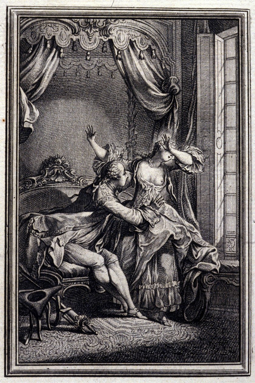 Richard Minulto - dans « Contes et nouvelles en vers » par Jean de La Fontaine. 1776. Illustration par P.P. Choffard. - Pierre Philippe Choffard