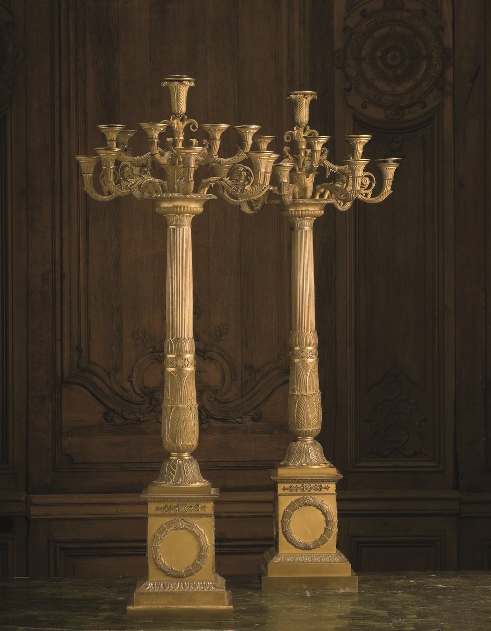 Paire de candélabres Empire en bronze doré à douze branches, début du 19e siècle (bronze doré) - Pierre Philippe Thomire