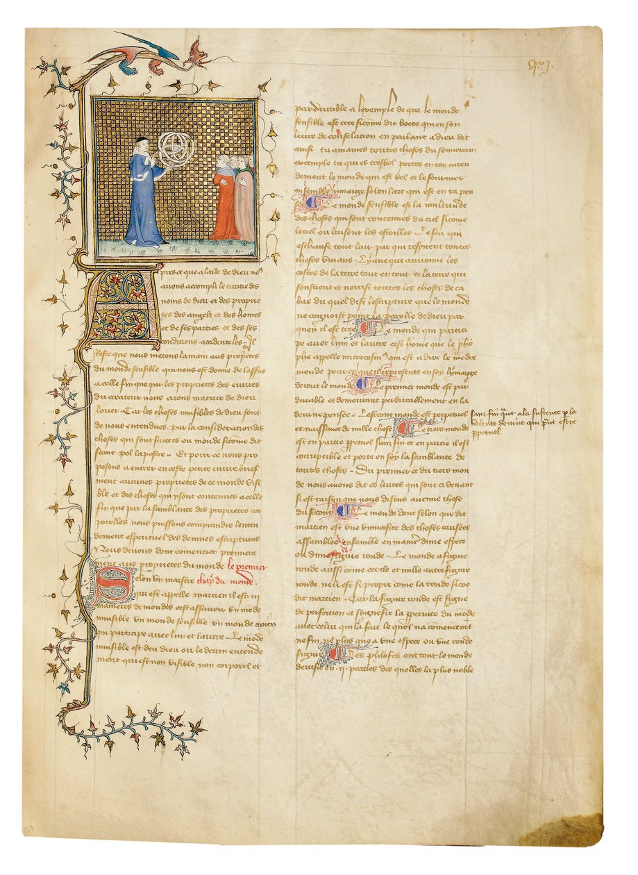 Page de "De Proprietatibus Rerum" par Bartholomeus Anglicus, dans la traduction française de Jean Corbechon, vers 1390 - Pierre Remiet