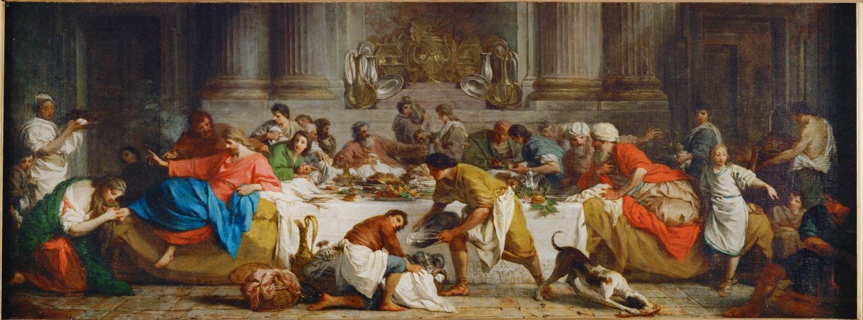Le repas chez Simon. Le repas chez Simon. Marthe verse de l