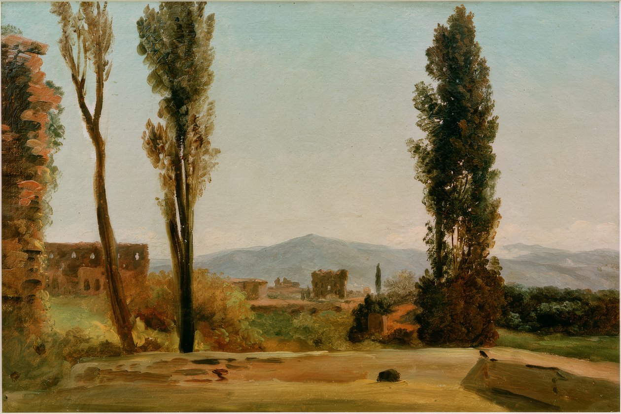 Dans les jardins Farnèse : Les trois peupliers et le Monte - Pierre de Valenciennes
