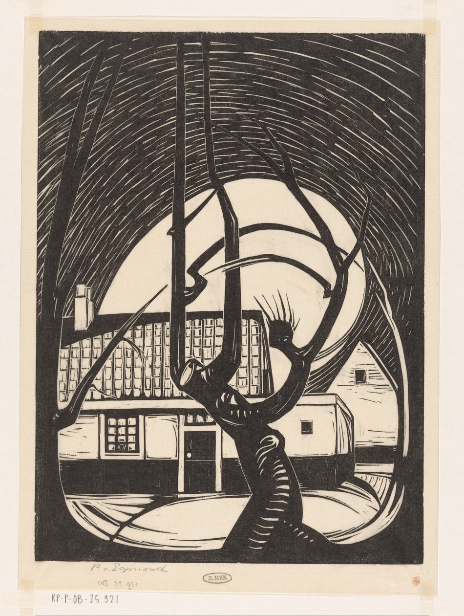 Saule devant une maison - Piet Egmond (signed by artist)