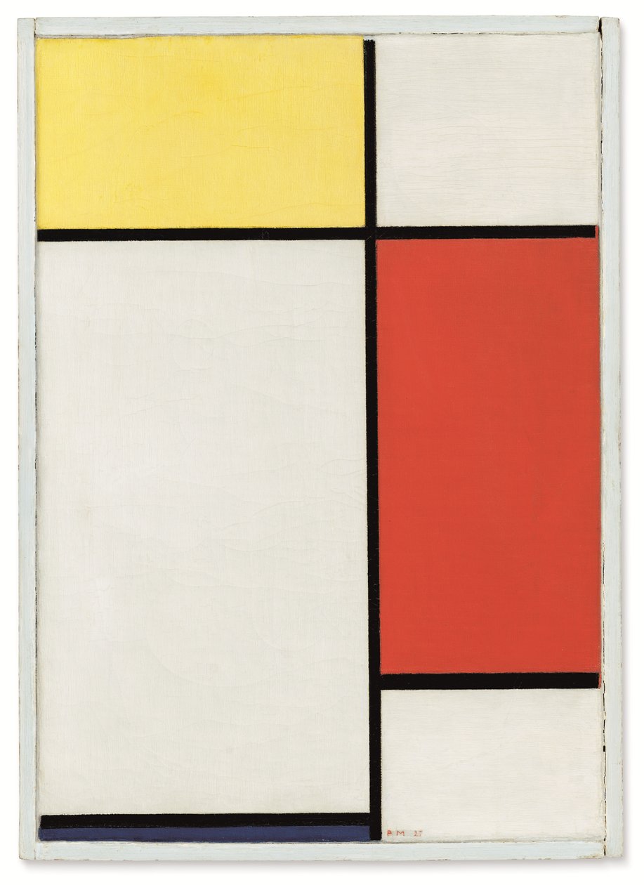 Composition : N° II, avec jaune, rouge et bleu - Piet Mondrian