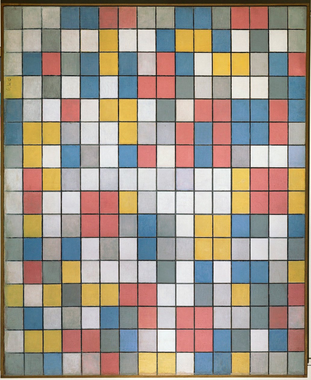 Composition avec grilles : damier Composition en (huile sur toile) - Piet Mondrian