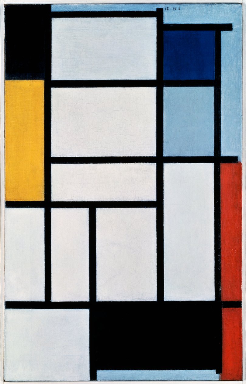 Composition avec rouge, noir, jaune, bleu et gris - Piet Mondrian