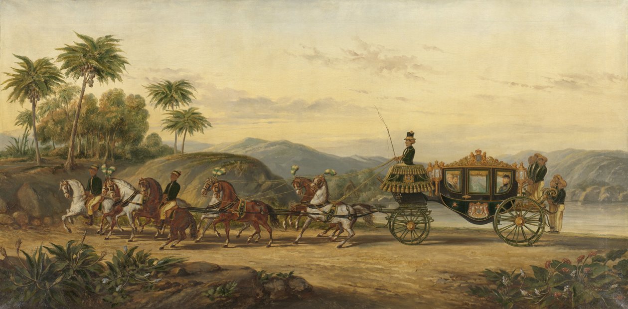 Le carrosse de Mangkoe Nagoro IV, vers 1870 (huile sur toile) - Pieter Alardus Haaxman