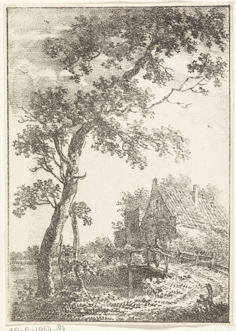Paysage avec arbre, pont et maison - Pieter Bartholomeusz. Barbiers