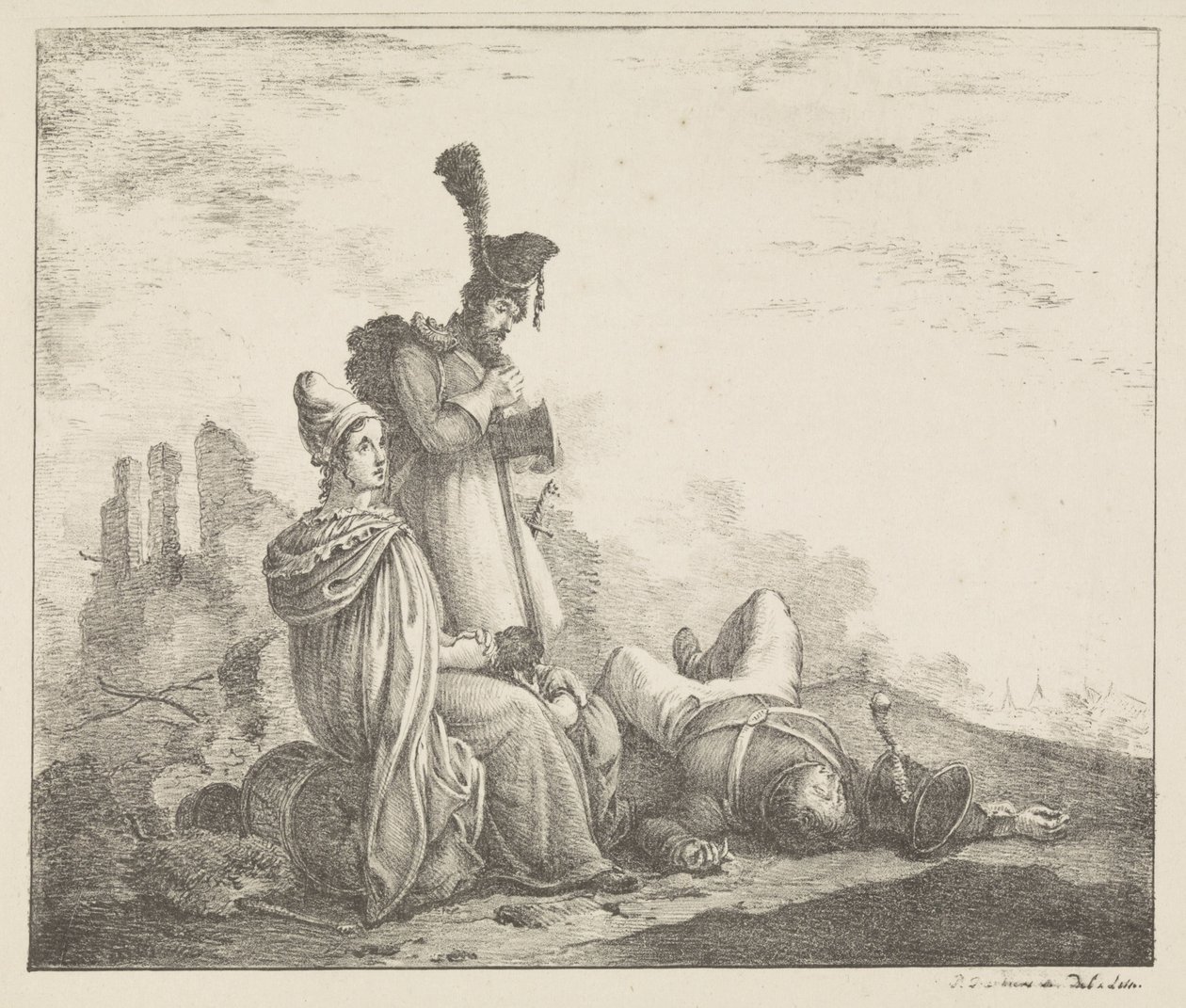 Groupe en deuil près d