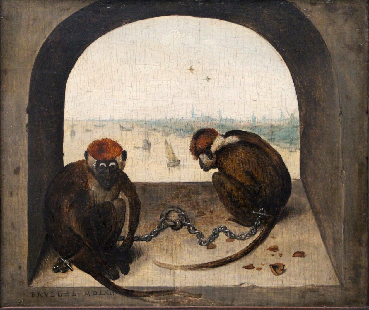 Allemand : Zwei angekettete Affen Deux singes enchaînés - Pieter Brueghel the Elder