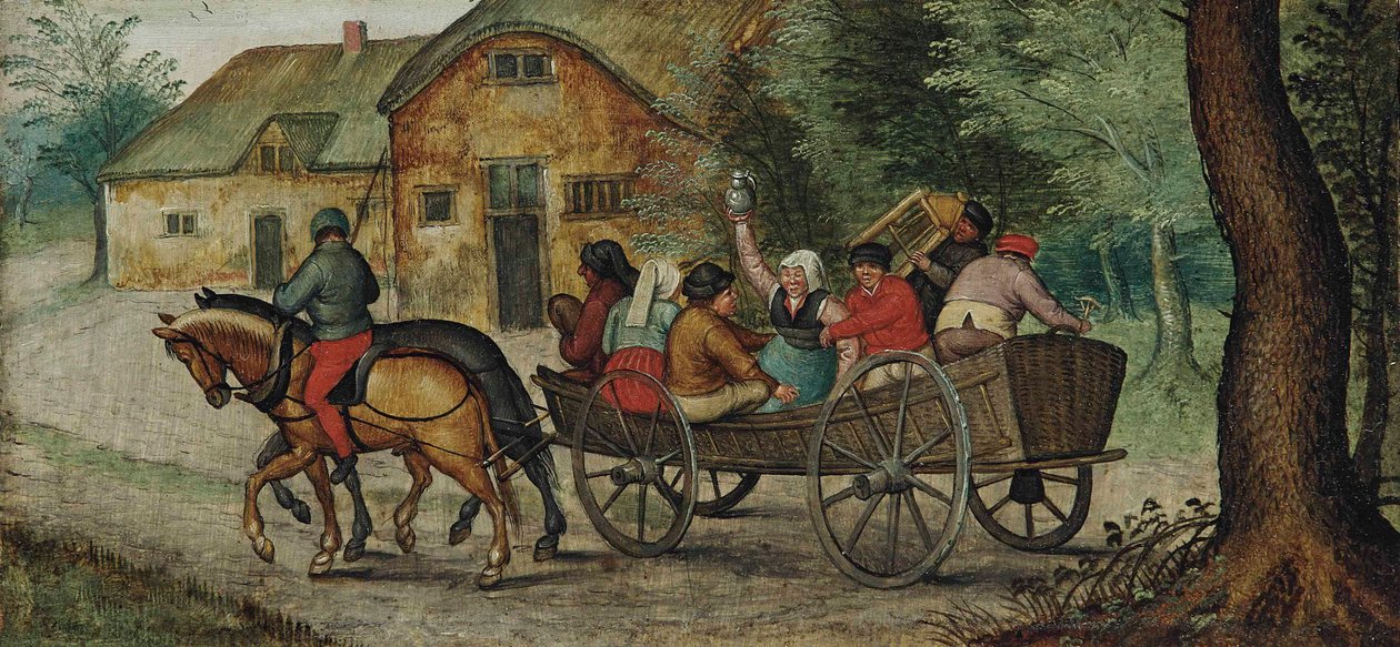 Dutch : Peasants in a Wagon Peasants in an Open Wagon (Paysans dans un wagon) - Pieter Brueghel the Younger