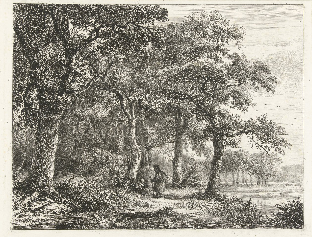 Paysage forestier avec homme au sac à dos - Pieter Casper Christ
