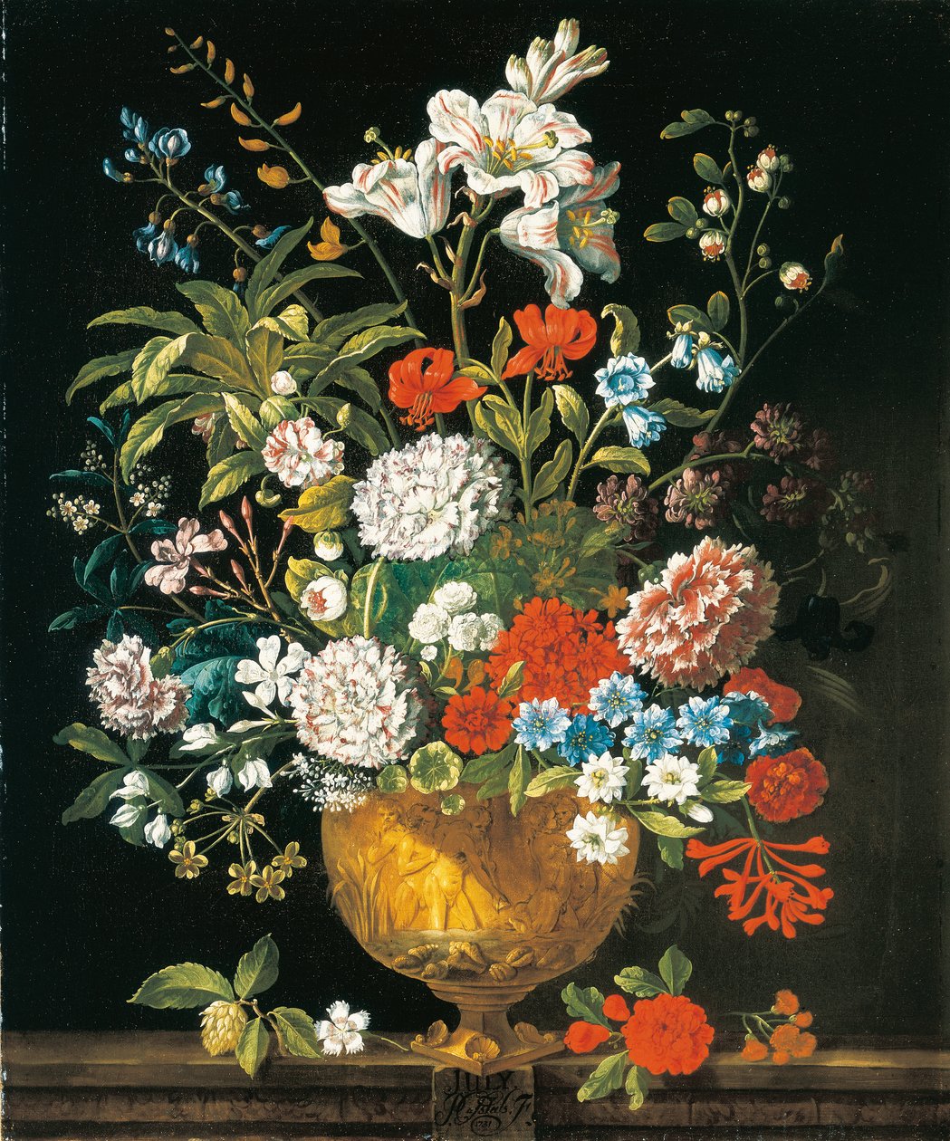 Juillet, des Douze Mois de Fleurs, un calendrier floral de natures mortes - Pieter Casteels