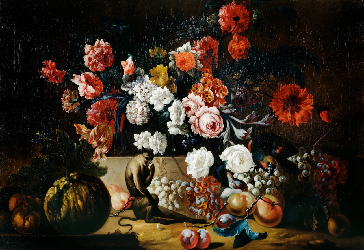 Nature morte avec singe - Pieter Casteels