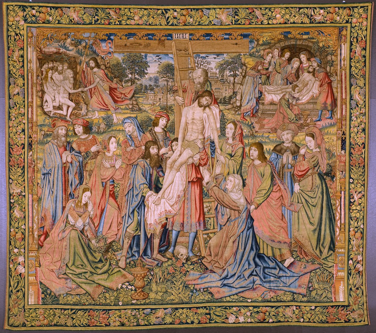 Tapisserie flamande. Série La Passion du Christ : Descente de croix. Manufacture Pieter van Aelst. Dessinateur Jan van Roome. Vers 1507-1520 - Pieter Coecke van Aelst