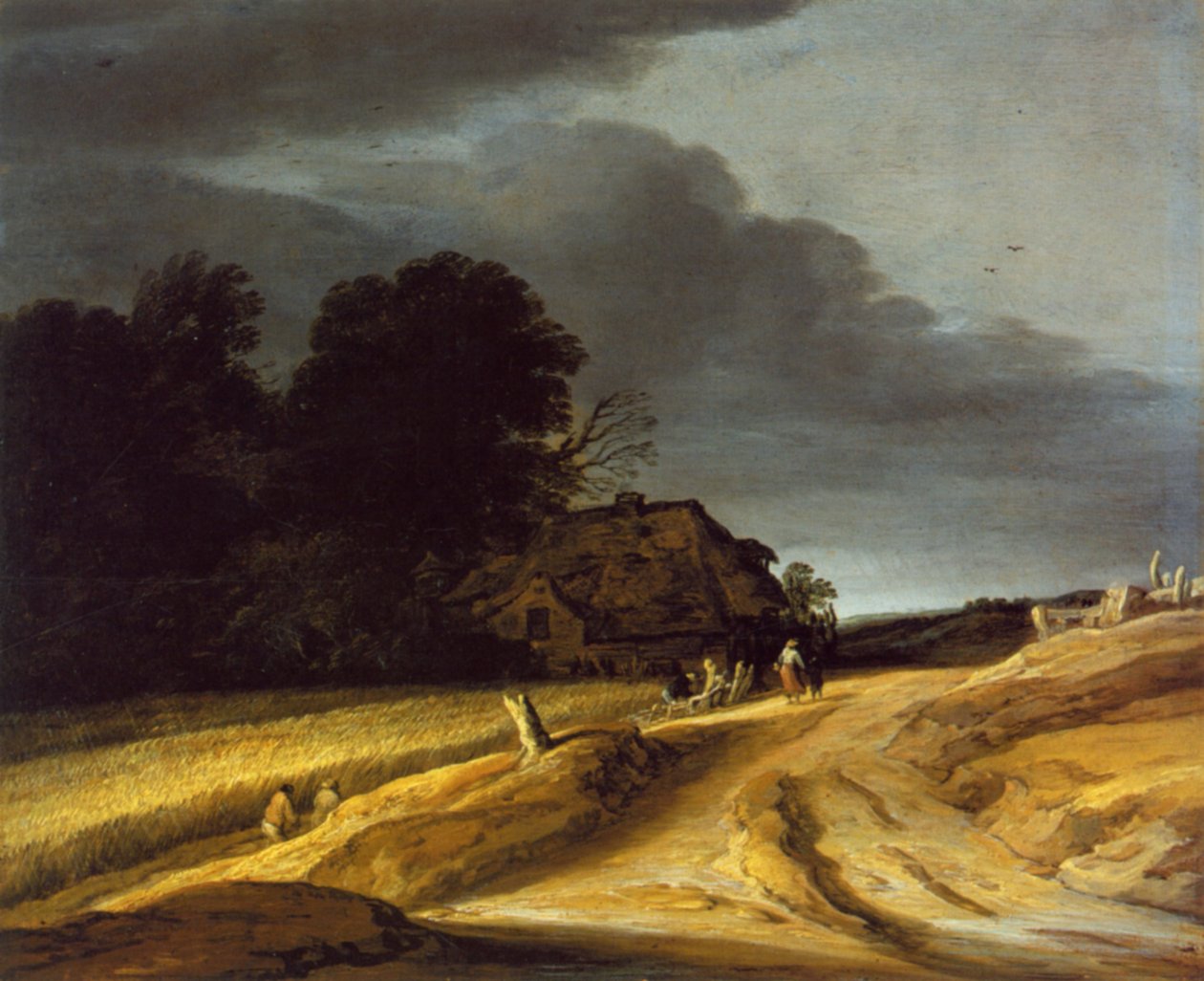 Paysage avec chemin de campagne et ferme - Pieter Dircksz Santvoort