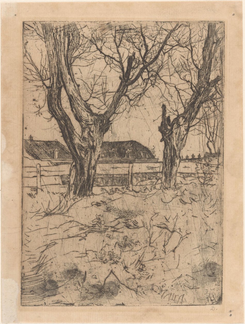 Deux saules têtards devant une clôture - Pieter Dupont (signed by artist)