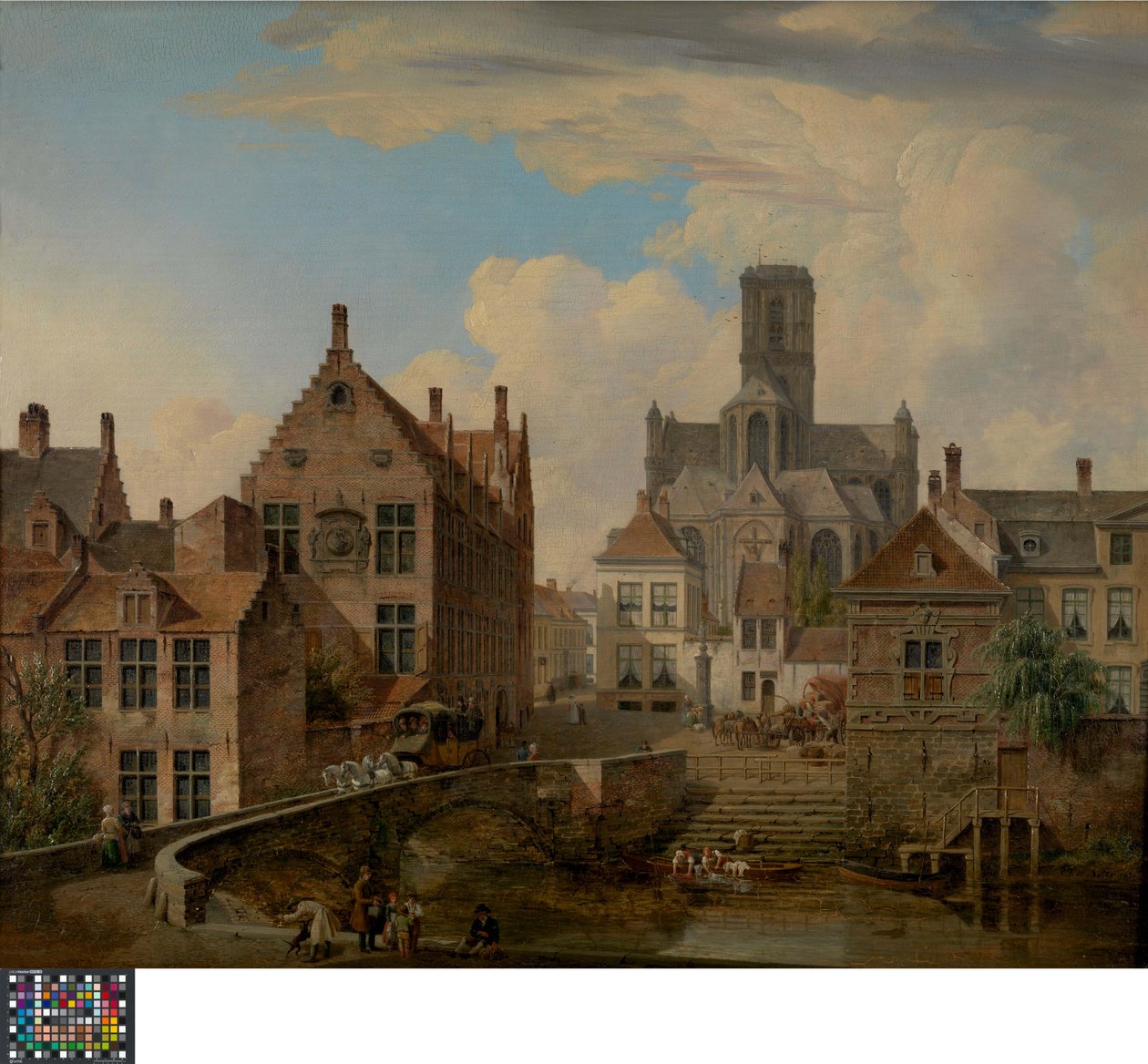 La cathédrale Saint-Bavon et le canal du Reep à Gand - Pieter Frans De Noter