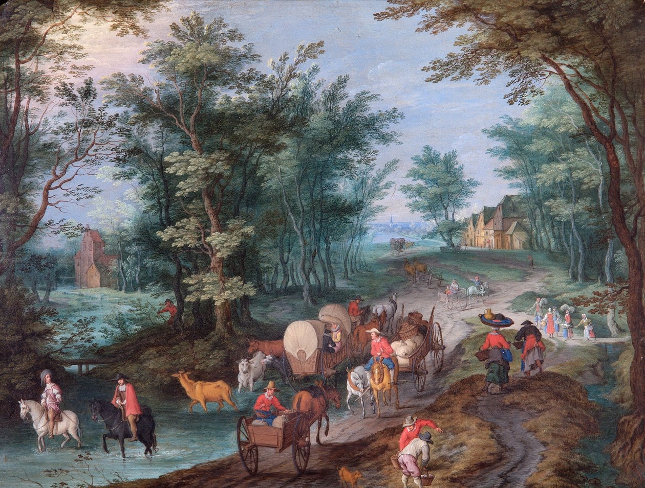 Paysage avec personnages traversant un ruisseau - Peeter Gijsels