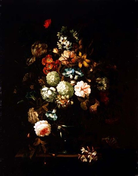 Nature morte avec des fleurs dans un vase en verre - Pieter Hardime