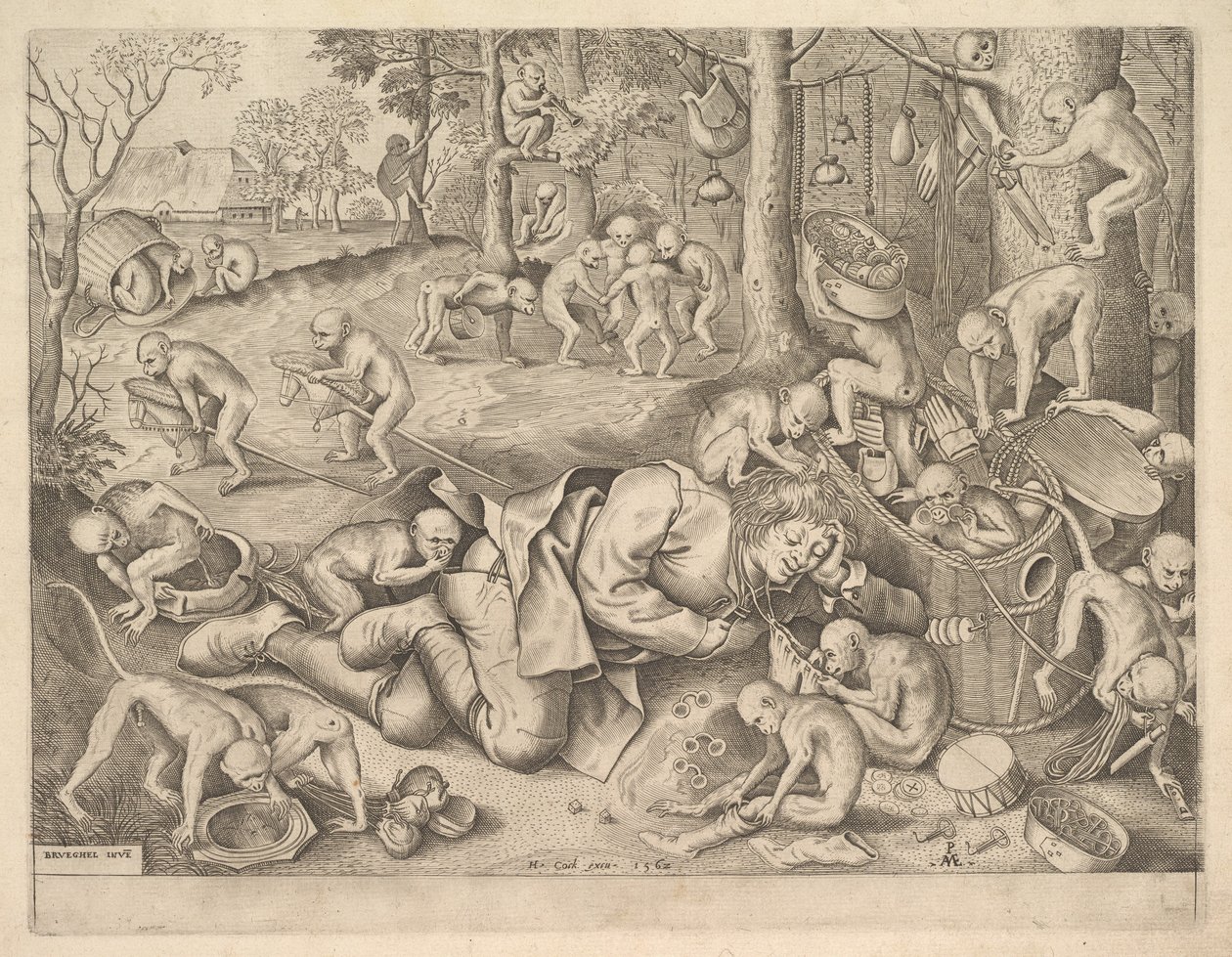 Le marchand volé par des singes, 1562 - Pieter Heyden van der
