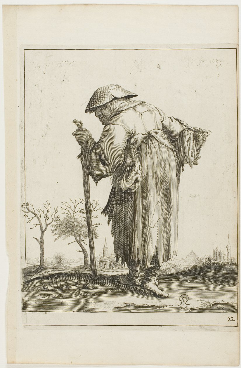 Marching Beggar Woman with a Basket, from T is al verwart-gaern (It