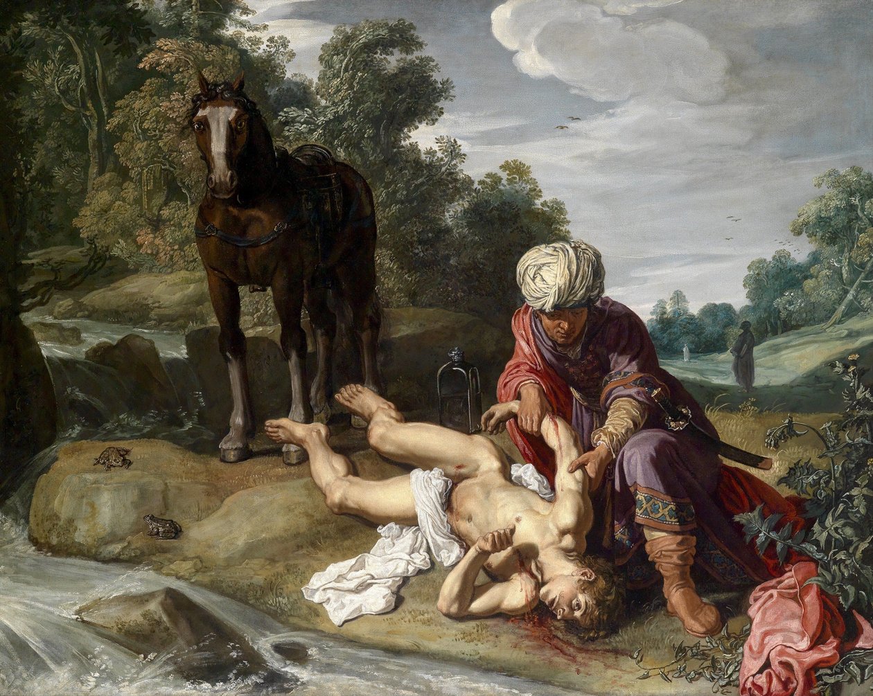 Le bon Samaritain soigne les blessures du voyageur (Luc 10:25-37) - Pieter Lastman