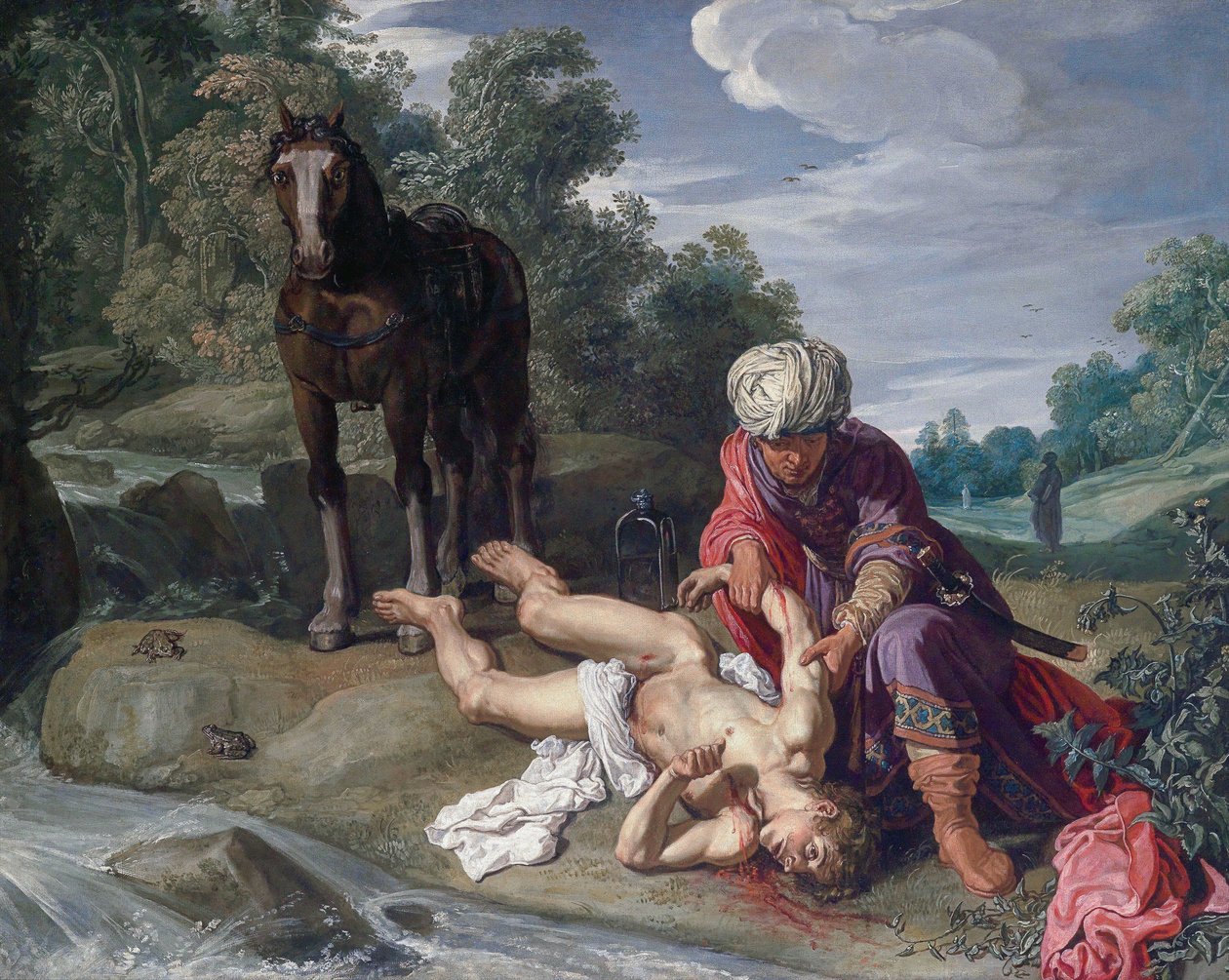 Le bon Samaritain soigne les blessures du voyageur (Luc 10:25-37) - Pieter Lastman