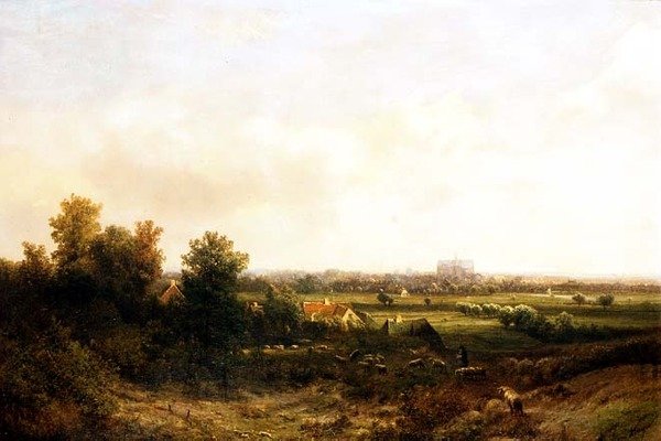 Un berger et son troupeau près de Haarlem - Pieter Lodewijk Francisco