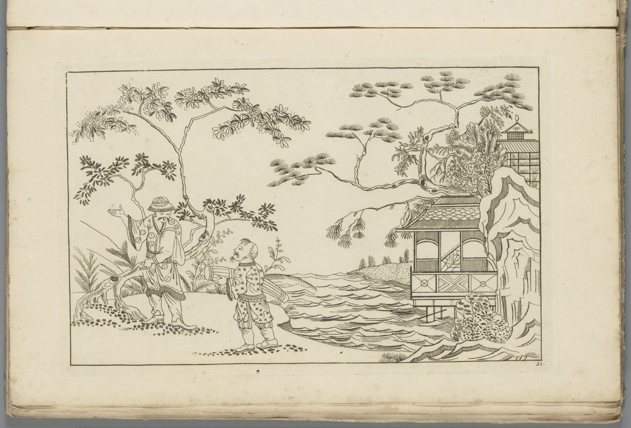 Deux hommes chinois dans un paysage - Pieter Schenk (II)