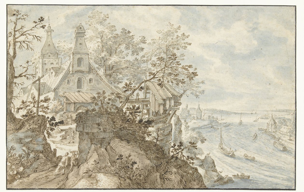 Rivière avec une chapelle à gauche - Pieter Stevens (I)