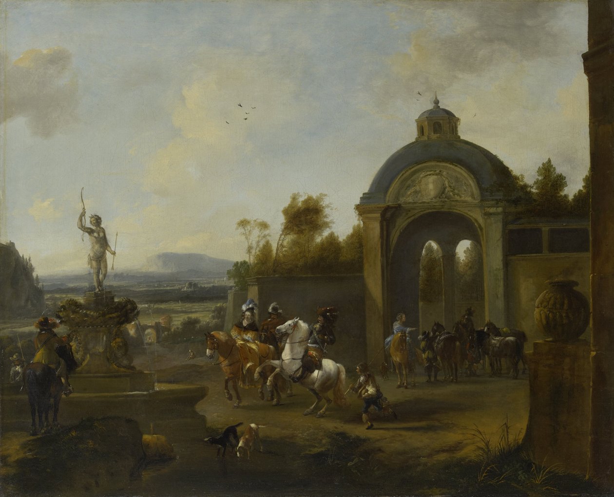 Fête de la chasse à la fontaine - Pieter Wouwermans or Wouwerman
