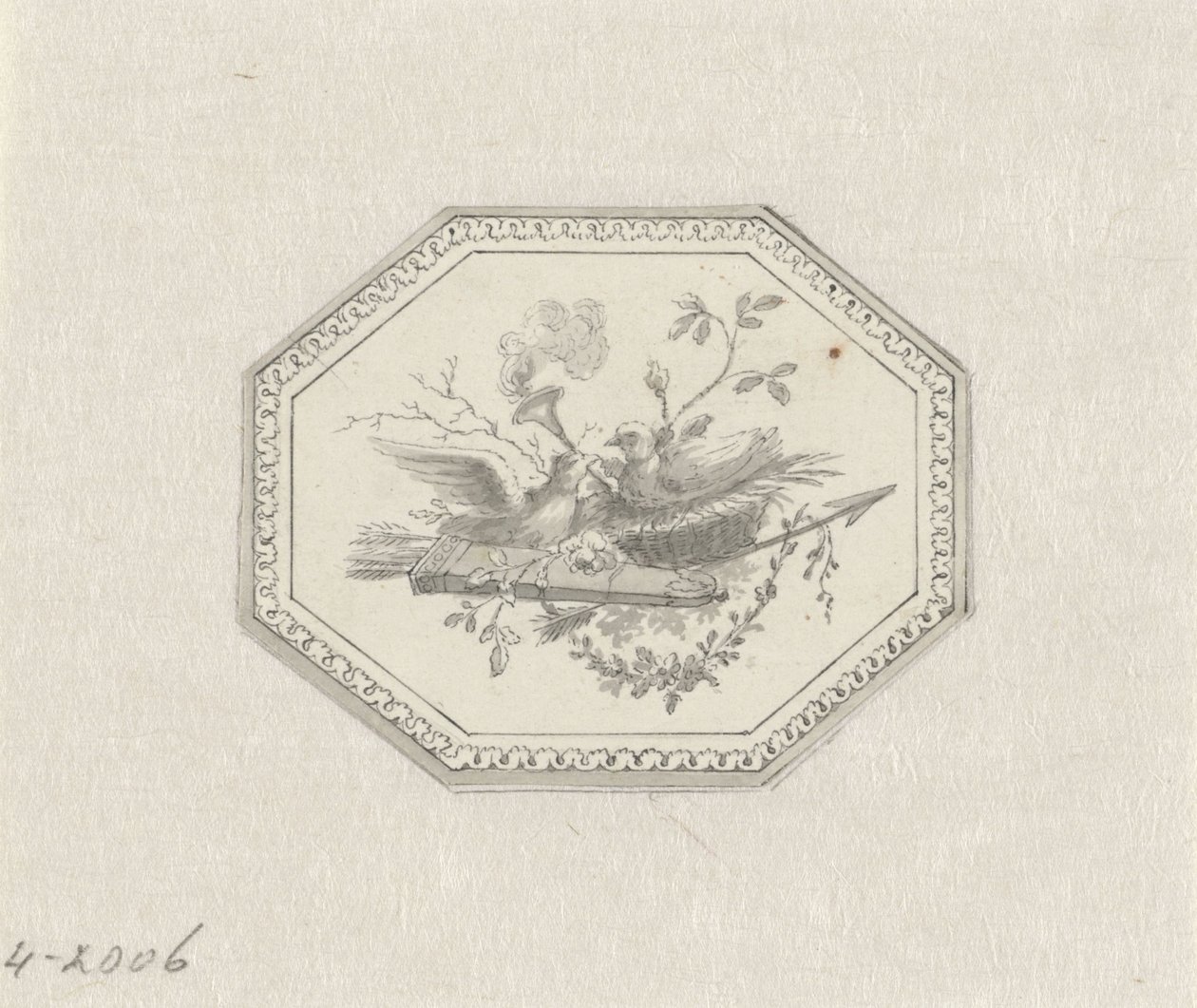 Vignette représentant une nature morte avec des fruits - Pieter de Goeje