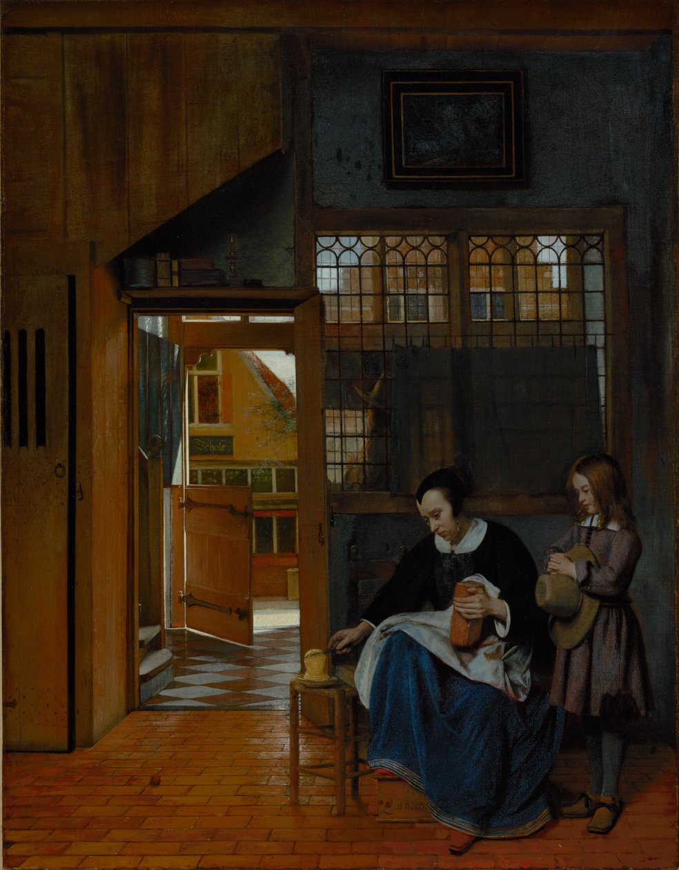 Une femme préparant du pain et du beurre pour un garçon - Pieter de Hooch