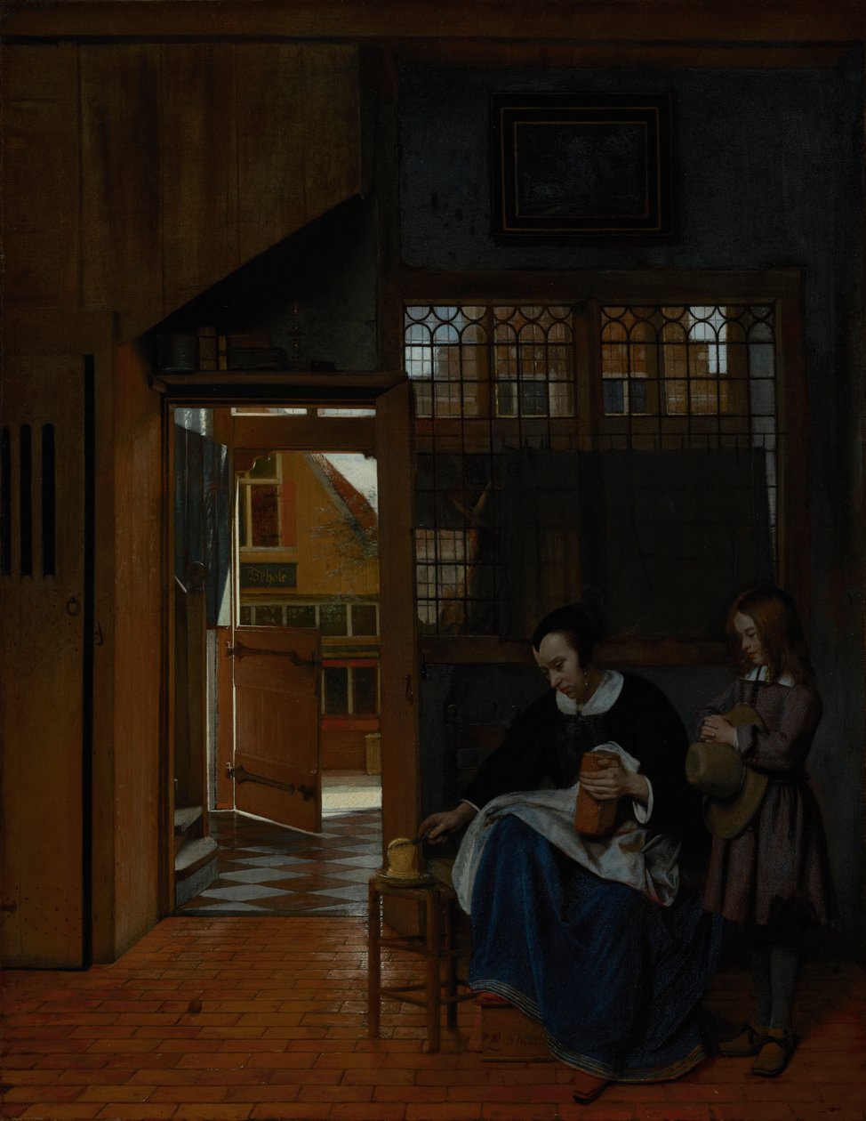 Une femme préparant du pain et du beurre pour un garçon, vers 1660-3 - Pieter de Hooch