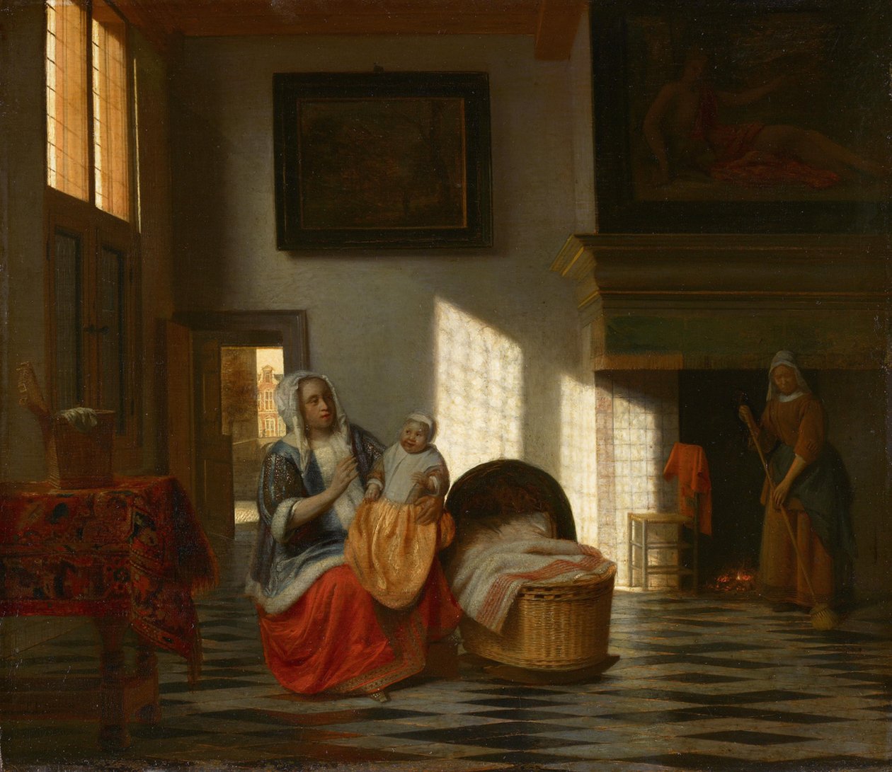 Intérieur avec mère et enfant, « Joie maternelle » - Pieter de Hooch