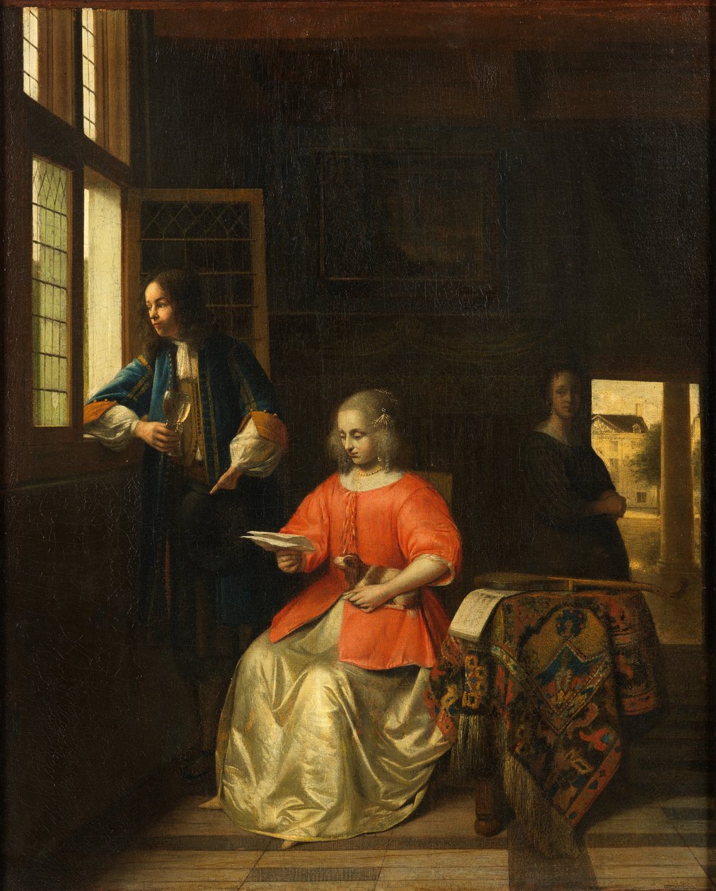 Intérieur avec une jeune femme lisant une lettre - Pieter de Hooch