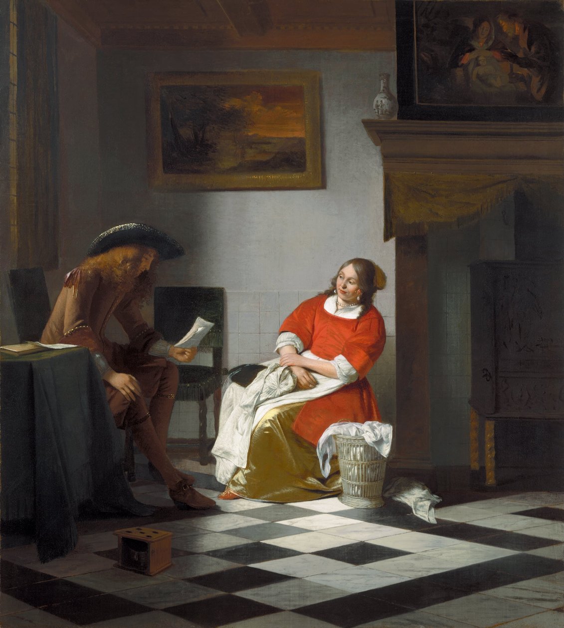 Homme lisant une lettre à une femme - Pieter de Hooch