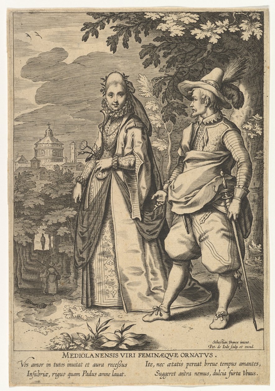 Mediolanensis Viri Feminaeque Ornatus, des Modes de différentes nations - Pieter de Jode I