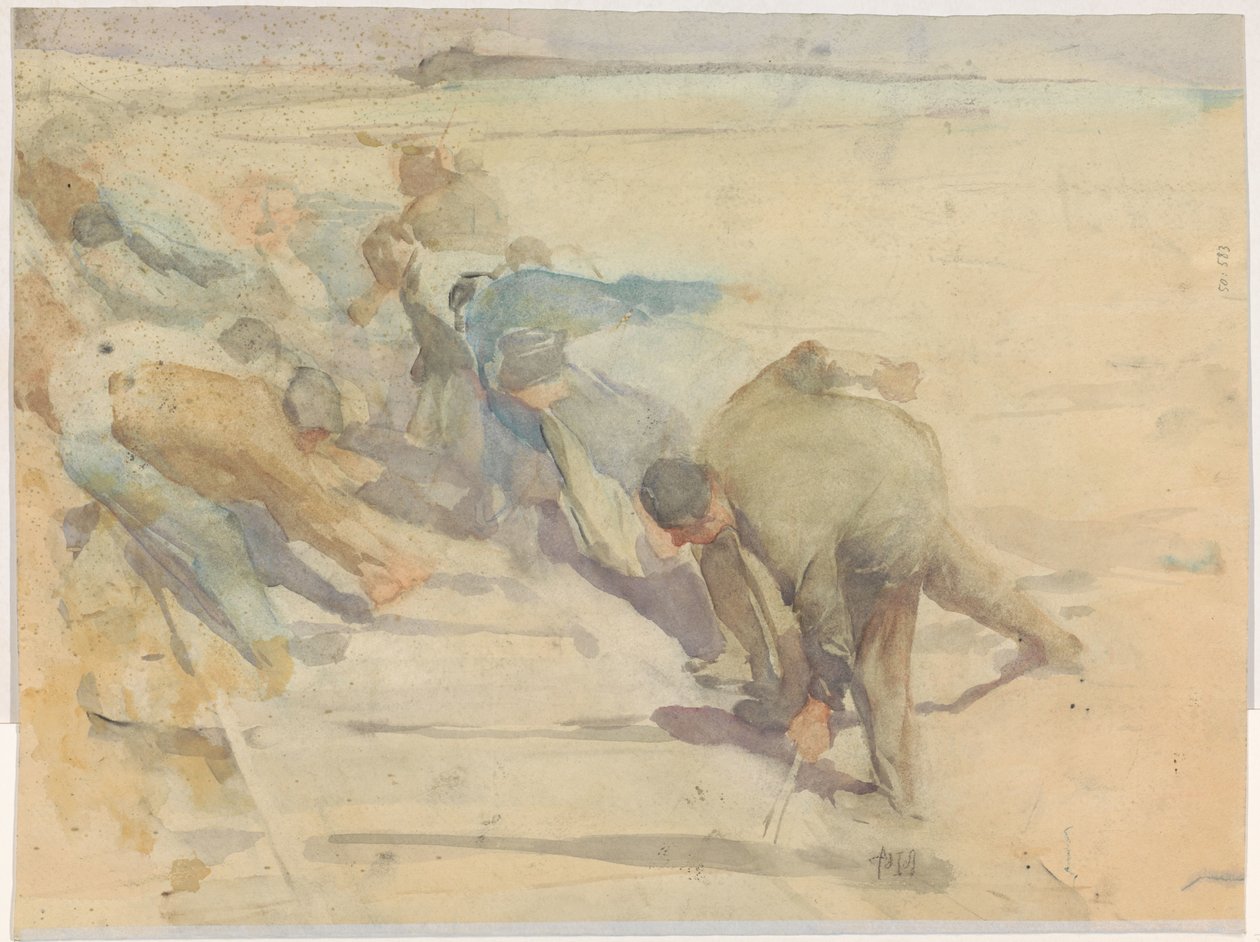Travailleurs en train de démonter des rails - Pieter de Josselin