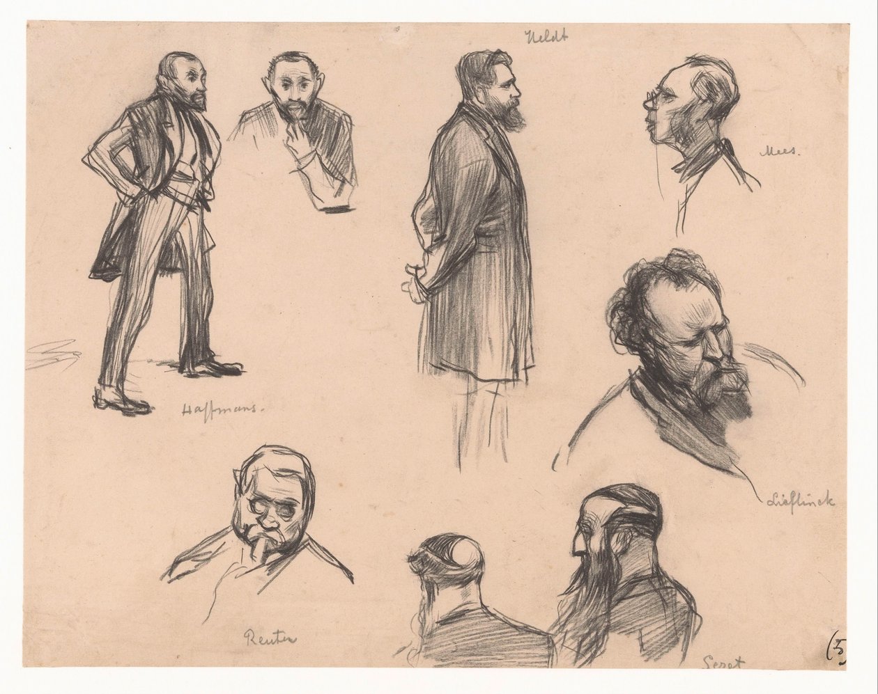 Portraits des membres du Parlement J.H.L. Haffmans, B.H. Heldt, R.P. Mees, Général A.E. Reuter, capitaine H. Seret et F. Lieftinck - Pieter de Josselin