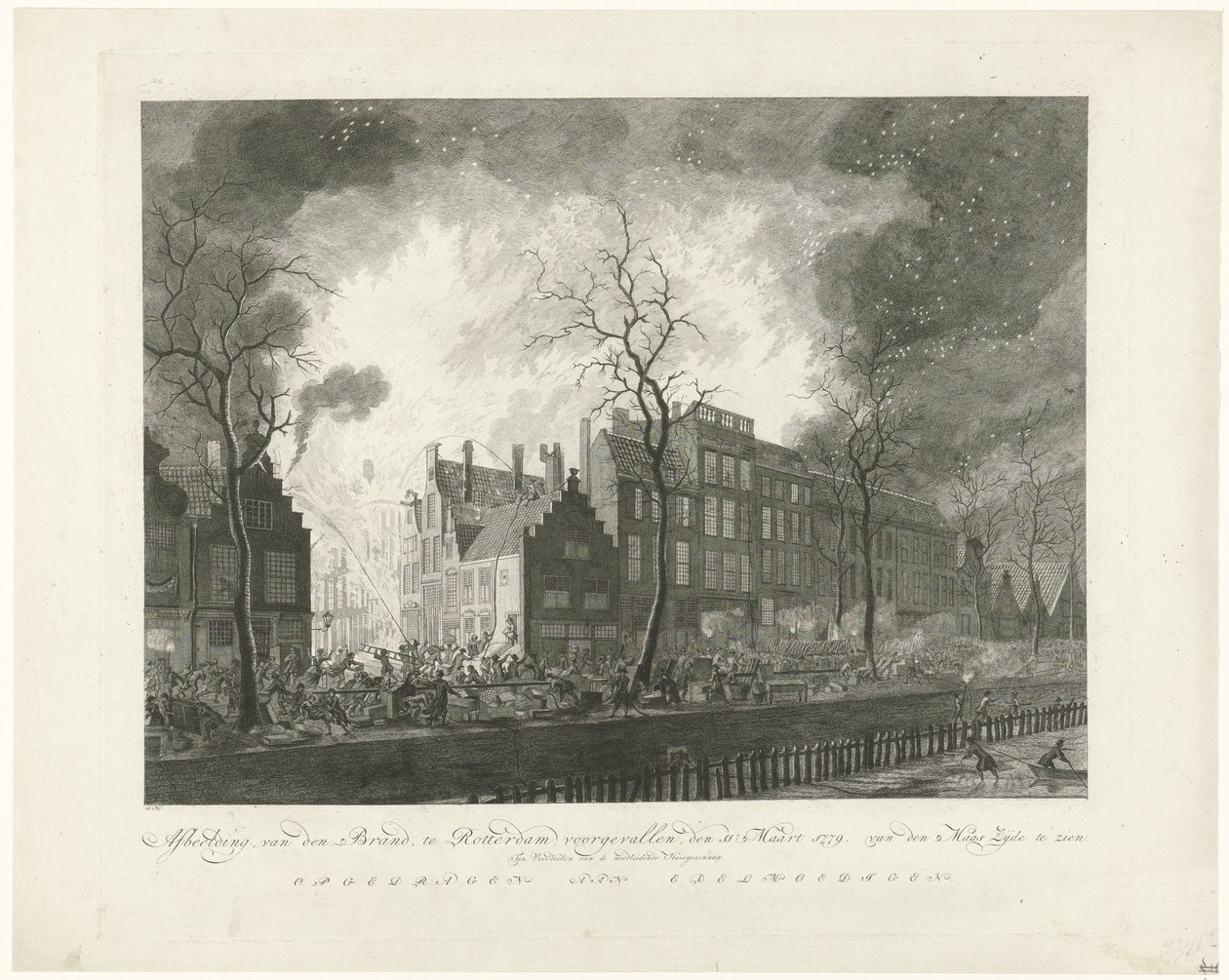 Incendie dans la Pottebakkerssteeg à Rotterdam, 1779 - Pieter de Mare