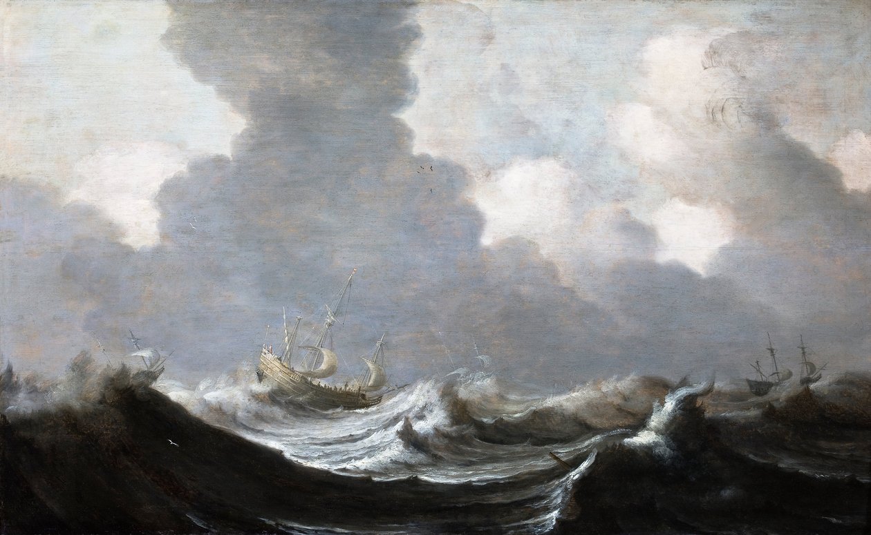 Quatre navires courant devant une tempête, 1630 - Pieter the Elder Mulier