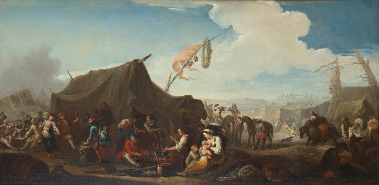 Vie de camp avec tente de maréchal-ferrant - Pieter van Bloemen