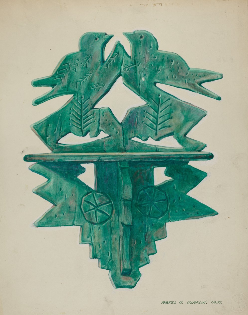 Étagère à oiseaux, vers 1940 (aquarelle) - Pieter van Hanselaere