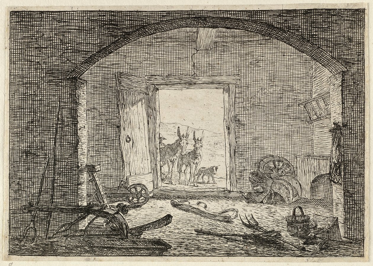 Ânes devant la porte d