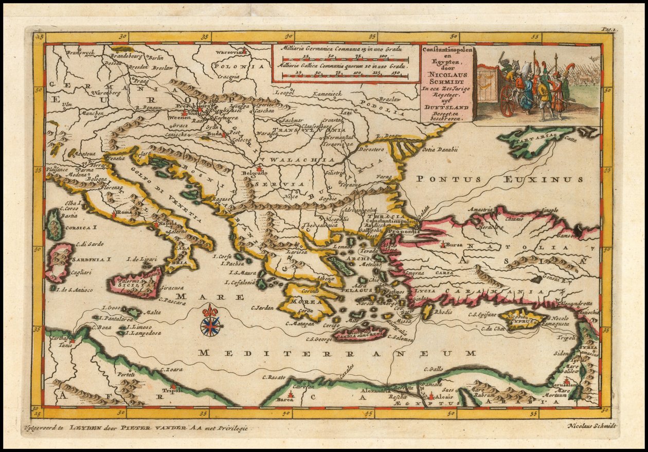 Carte de la Méditerranée orientale en 1700 par Pieter van der Aa - Pieter Van der Aa