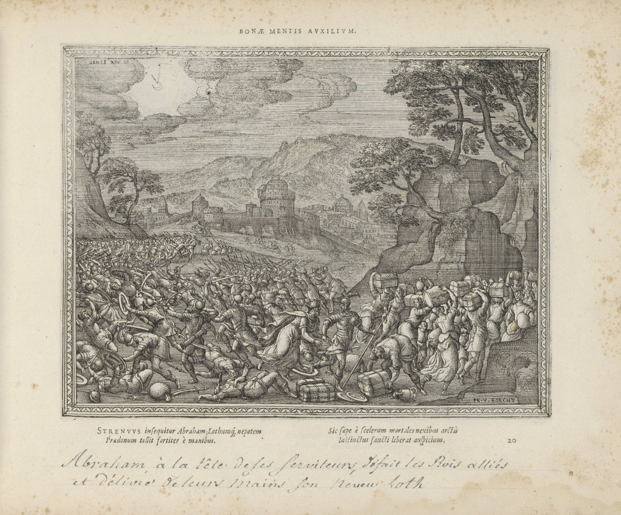 Abraham libère Lot (séries: Emblemata Sacra, Imagines et figurae bibliorum) - Pieter van der Borcht (I)