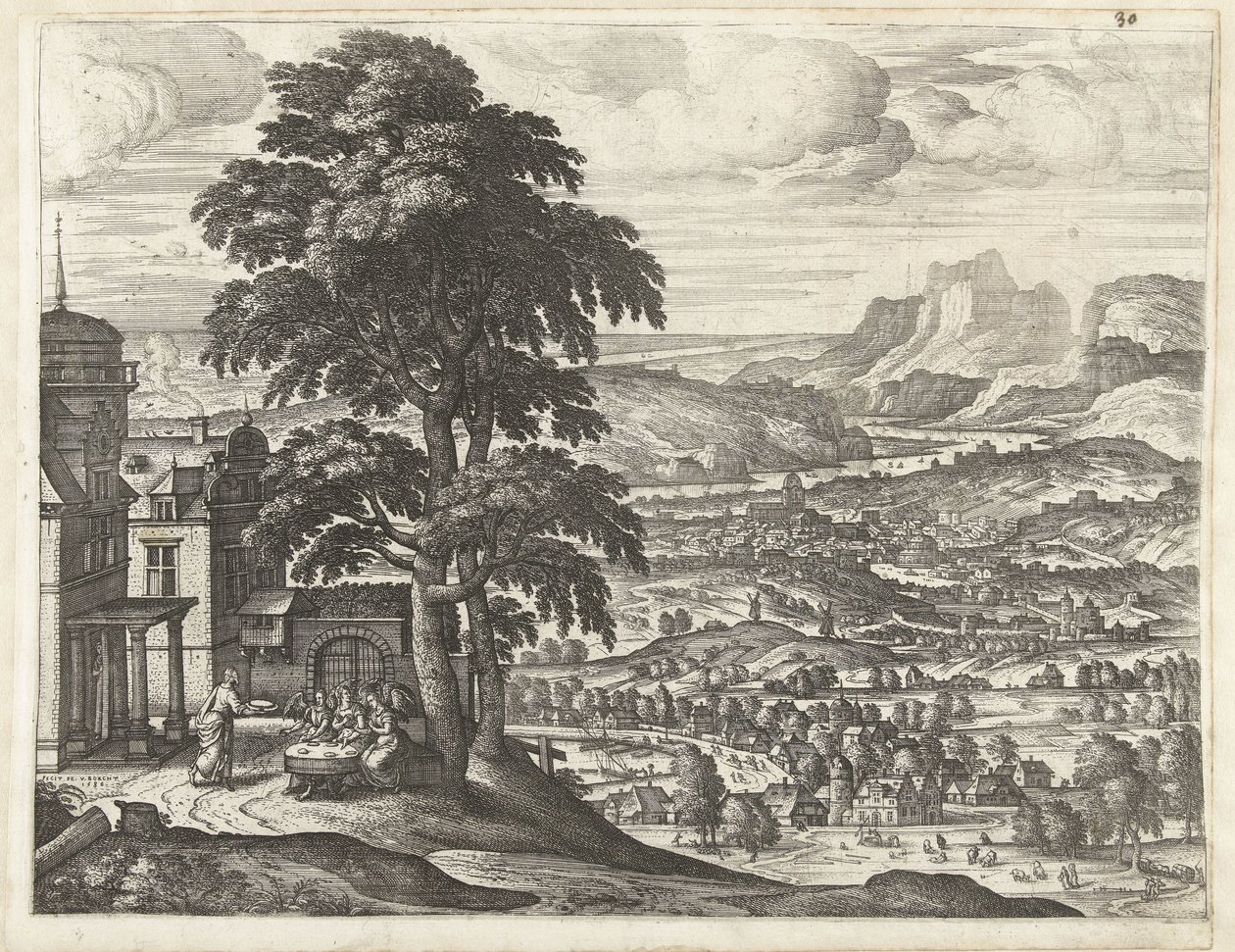 Abraham nourrit les trois anges - Pieter van der Borcht (I)